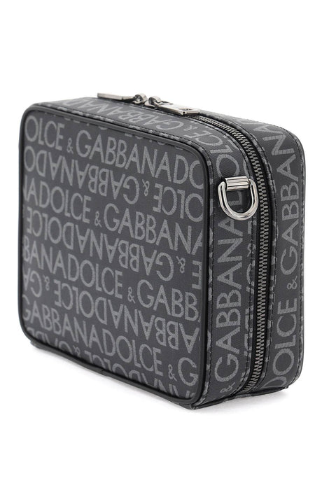 DOLCE & GABBANA Designer Coated Jacquard Messenger Handbag for Men