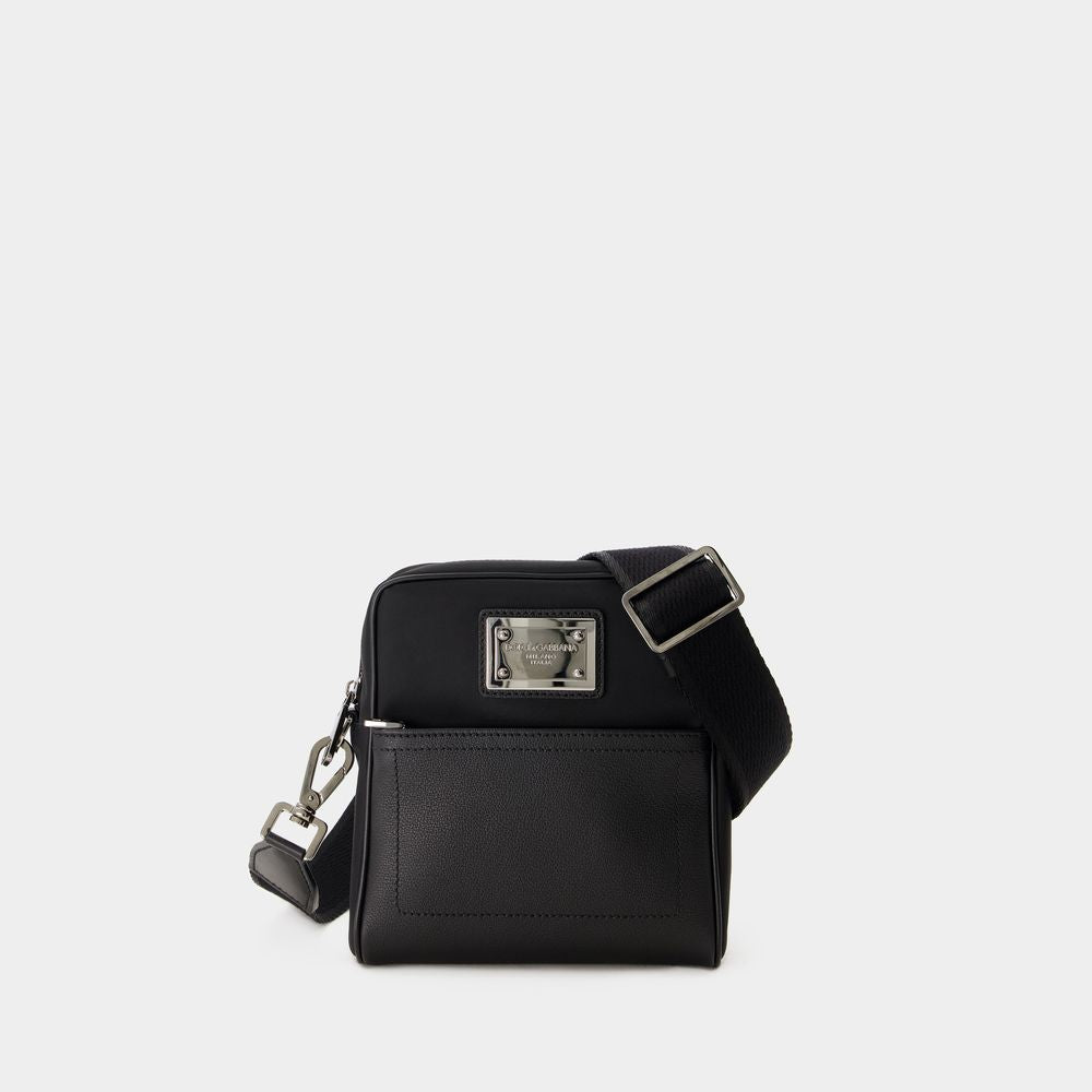 DOLCE & GABBANA Men's Black Crossbody Bag for SS24 Season