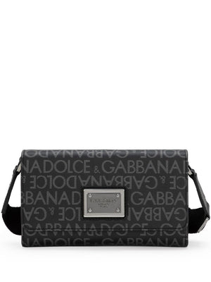 DOLCE & GABBANA Allover Logo Crossbody Mini Handbag for Men