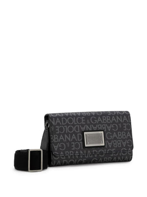 DOLCE & GABBANA Allover Logo Crossbody Mini Handbag for Men