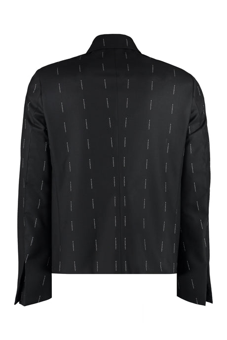 GIVENCHY Black Logo Print Zippered Wool Jacket for Men - FW23 Collection