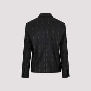 GIVENCHY Black Logo Print Zippered Wool Jacket for Men - FW23 Collection