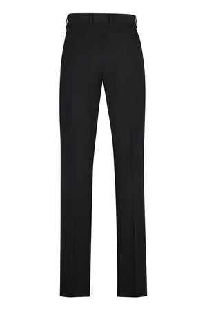 GIVENCHY Men's Black Wool Logo-Tape Tailored Trousers for FW23