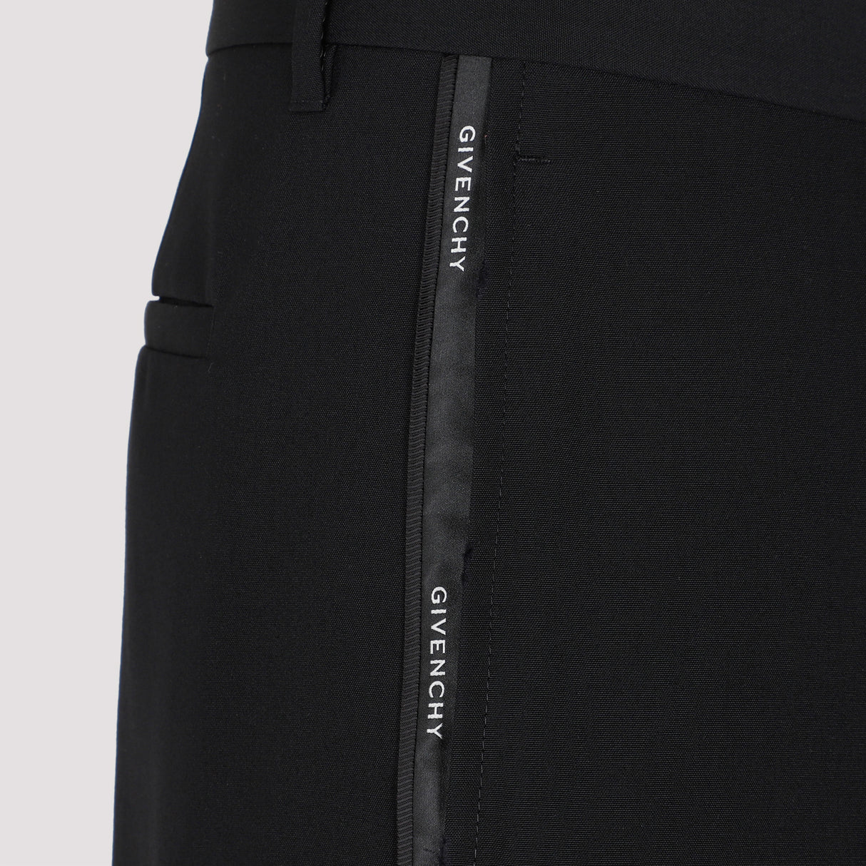 GIVENCHY Men's Black Tailored Wool Trousers for FW23