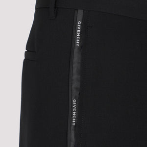 GIVENCHY Men's Black Wool Raw Cut Slim Fit Pants for FW23