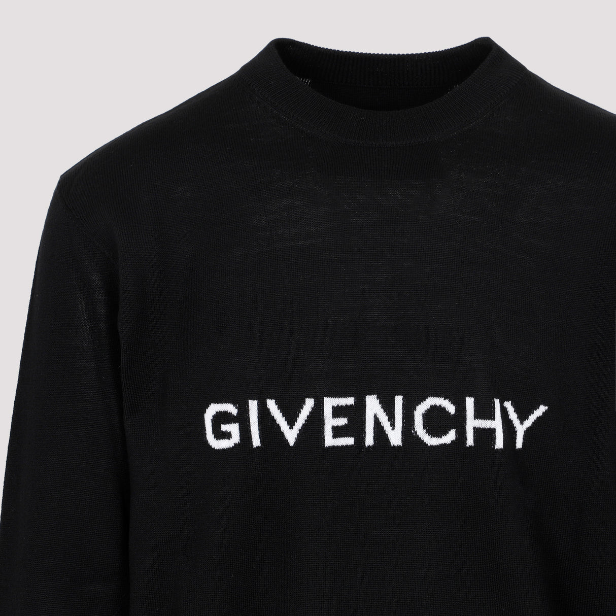 GIVENCHY Classic Black Crew-Neck Wool Sweater for Men