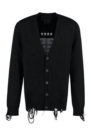 Áo cardigan nam cotton mỏng mọc phủ đầy Intarsia màu đen cho mùa thu / đông 2023