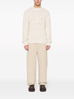 GIVENCHY Beige Intarsia Logo Men's Sweater for SS24