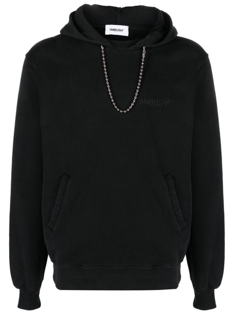 AMBUSH Men's Ballchain Hoodie with Silver Metal Chain Detail