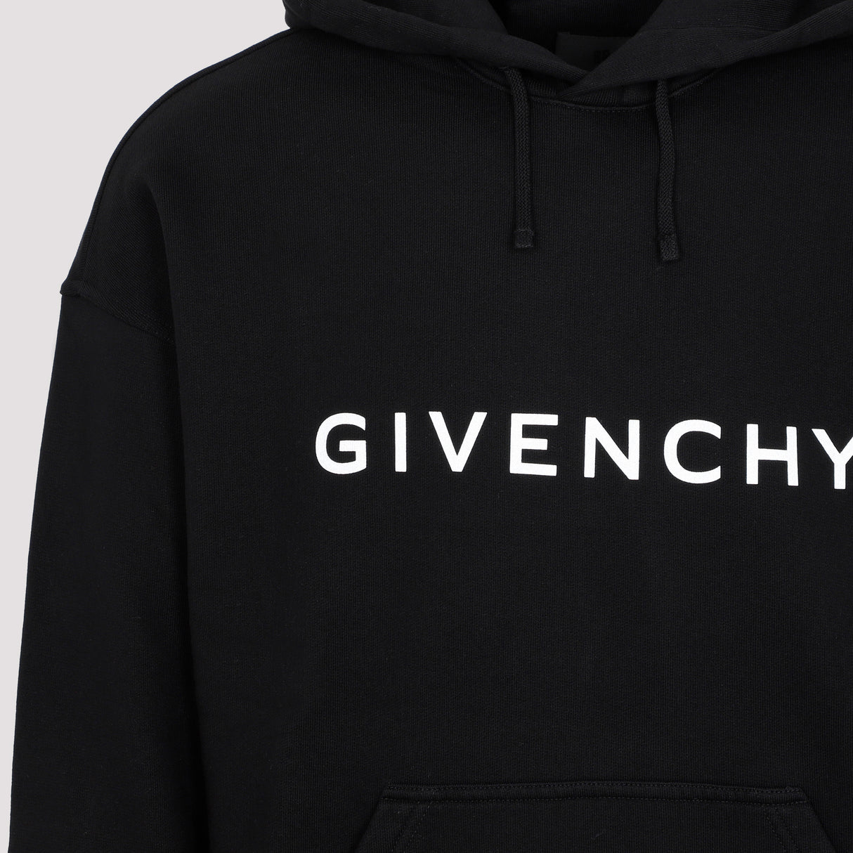 GIVENCHY Black Cotton Logoed Hoodie for Men