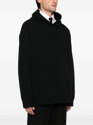 GIVENCHY Men's Black Cotton Hoodie with Distressed Finish and Signature 4G Motif