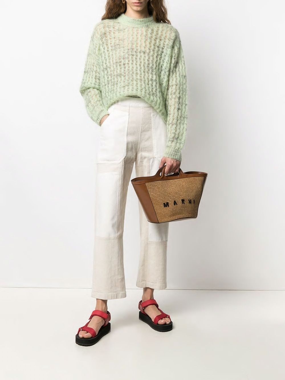 MARNI Mini Tropicalia Raffia Bucket Handbag