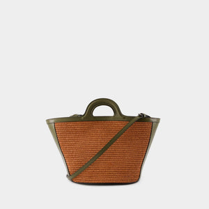 MARNI Women's Tropicalia Mini Purse in Brown – SS24 Handbag with Cotton & Leather Accents