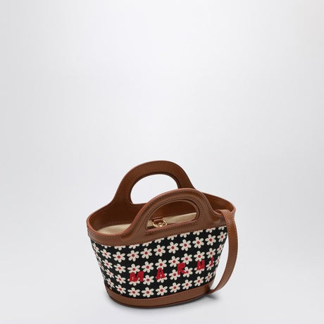 MARNI Mini Black Tropicalia Handbag with Daisy Print