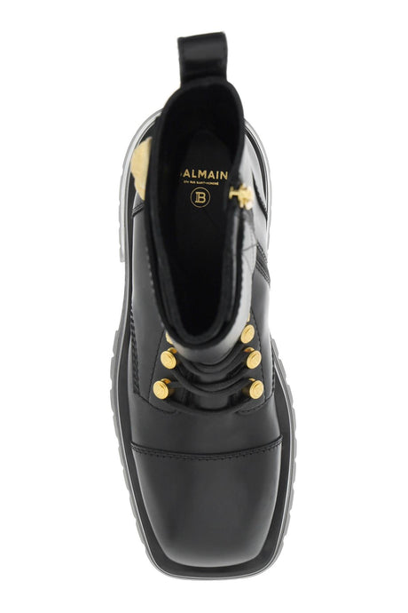 BALMAIN Maxi Button Ranger Boots in Black Leather for Women