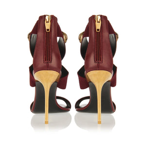 BALMAIN Stylish Burgundy Women's Sandals for FW23