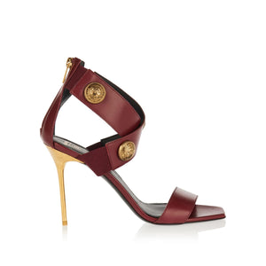 BALMAIN Stylish Burgundy Women's Sandals for FW23