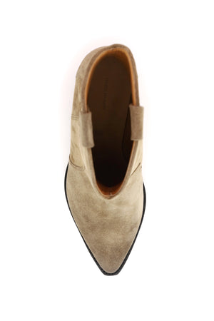 ISABEL MARANT Chic Taupe Suede Slip-On Ankle Boots