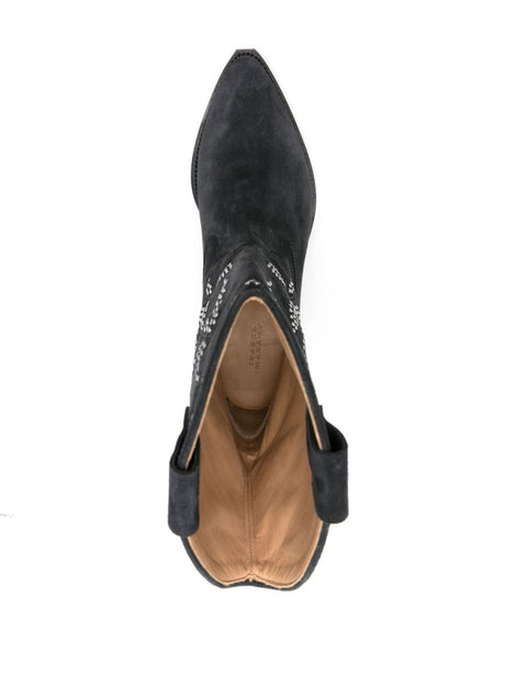 ISABEL MARANT Elegant Suede Leather Boots with Embroidered Motif