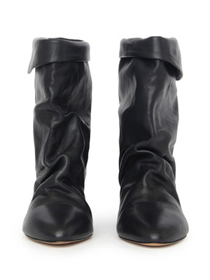 ISABEL MARANT Sleek Black Leather Pointed Ankle Boots