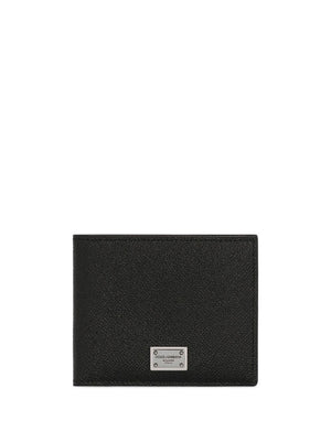 DOLCE & GABBANA Sleek Mini Black Wallet with Logo Emblem