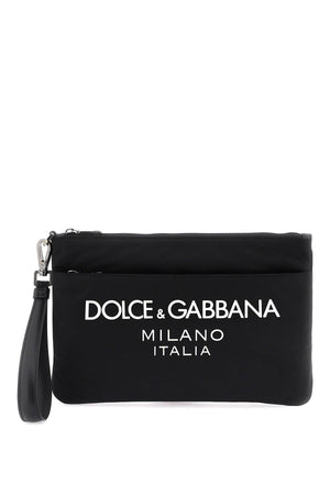 DOLCE & GABBANA Men's Blue Nylon Pouch Handbag for SS24