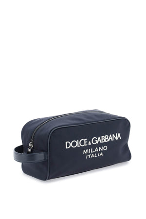 DOLCE & GABBANA Nylon Beauty Case with Rubberized Logo for Men - FW23