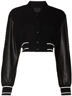 Sophisticated Cropped Bomber Jacket for Women - Black