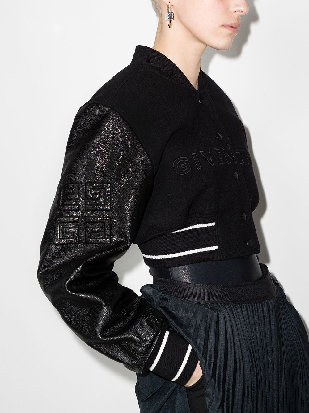 Sophisticated Cropped Bomber Jacket for Women - Black