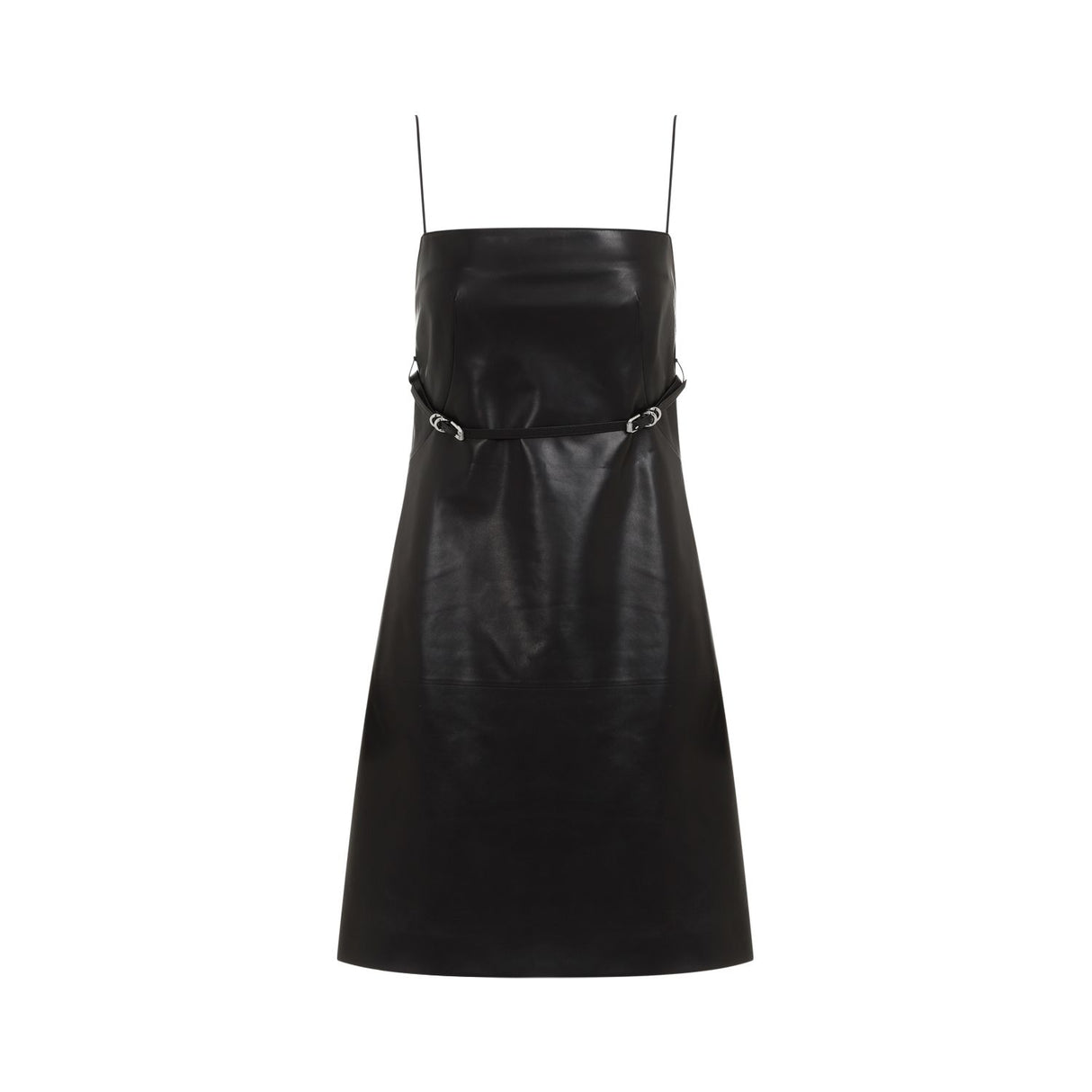GIVENCHY Sleek and Edgy Black Leather Mini Dress