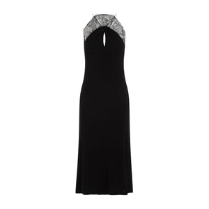 GIVENCHY Black Lace Detail Crepe Dress