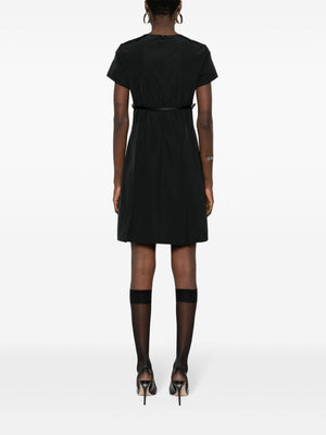 GIVENCHY Black Cotton Blend Mini Dress with Flared Skirt and Adjustable Belt for Women