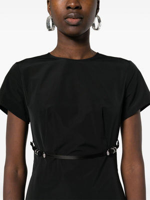 GIVENCHY Black Cotton Blend Mini Dress with Flared Skirt and Adjustable Belt for Women