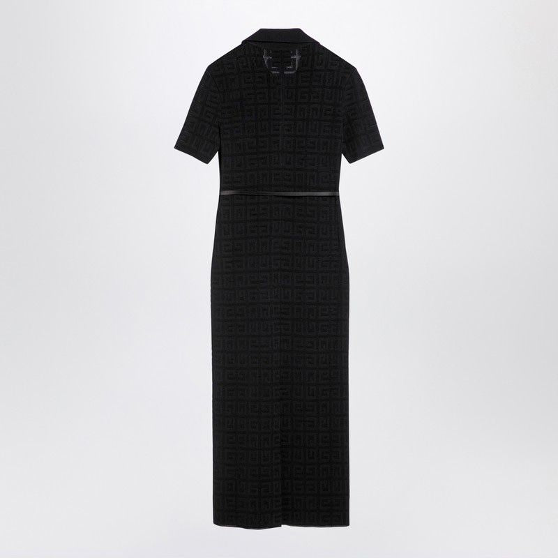 GIVENCHY Elegant Jacquard Midi Dress with Satin Belt