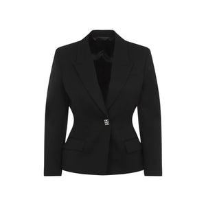 GIVENCHY Classic Black Blazer with Silver Logo Button