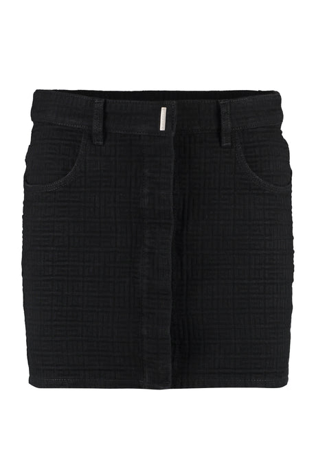 GIVENCHY Jacquard Mini Skirt with Front Button Closure