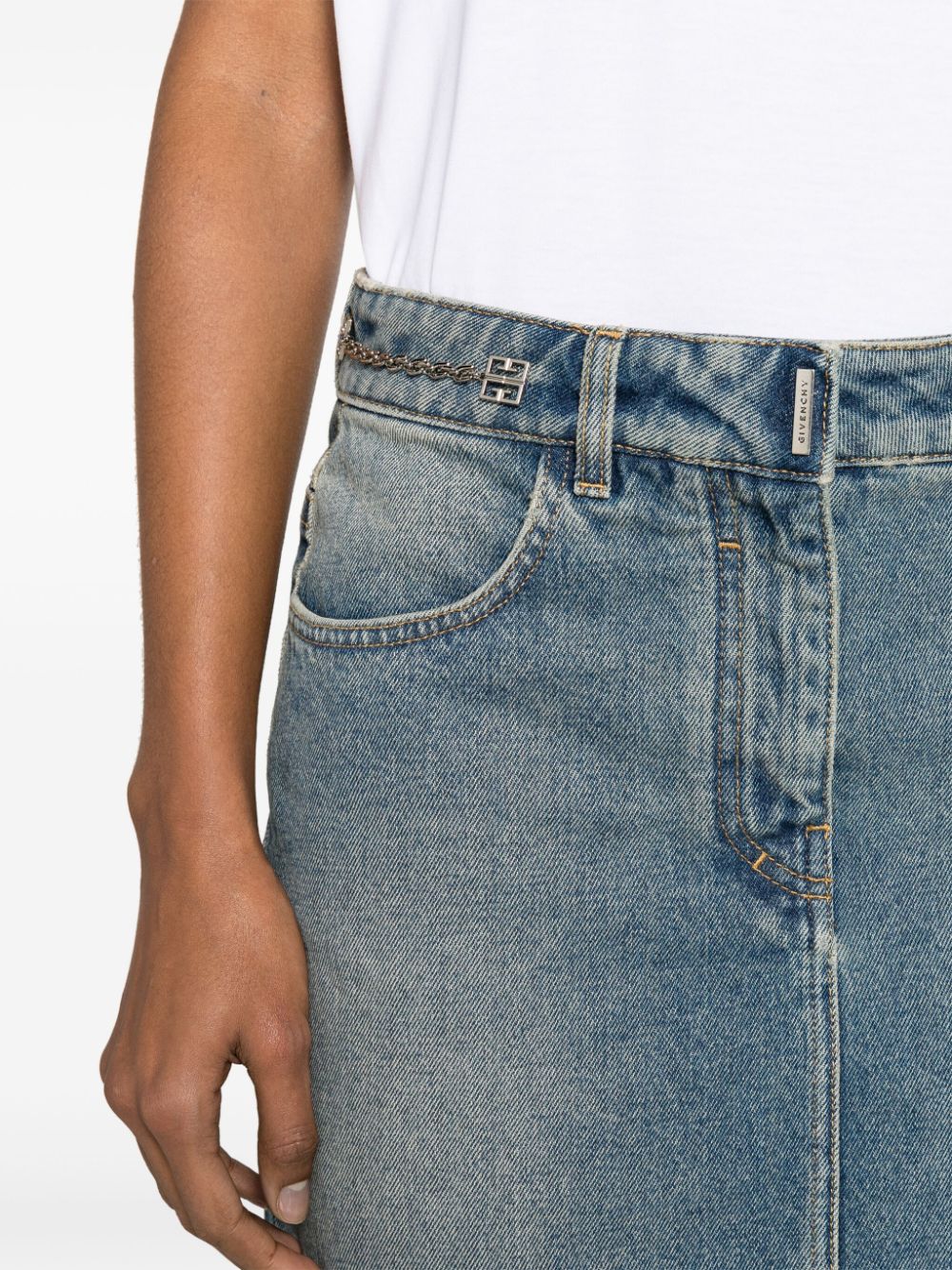 GIVENCHY Feminine Denim Skirt in Medium Blue for Women