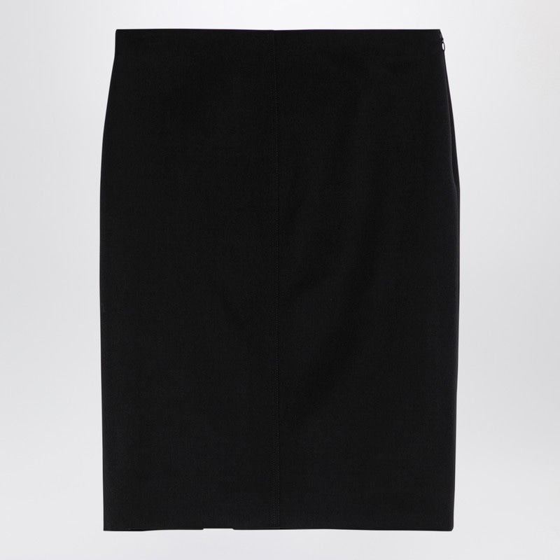 GIVENCHY Elegant Black Wool Midi Skirt with Metallic Accents