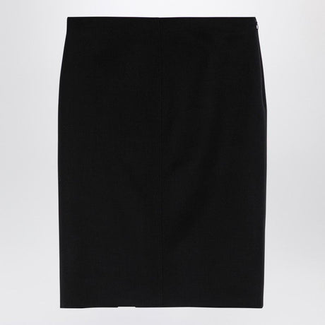 GIVENCHY Elegant Black Wool Midi Skirt with Metallic Accents