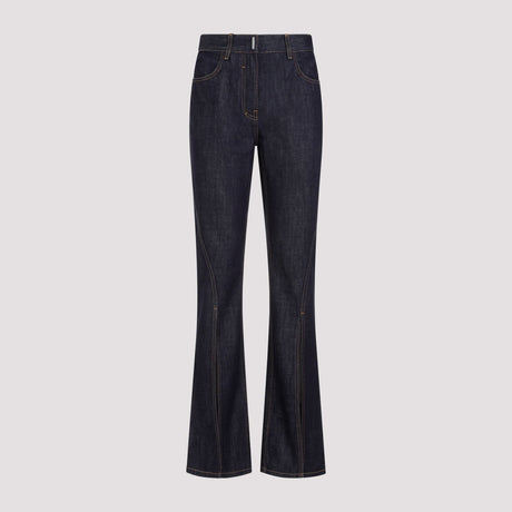 GIVENCHY FW23 Women's Blue Front Split Boot Cut Trousers