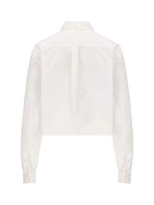 GIVENCHY White Cropped Button-Down Collar Cotton Shirt for Women