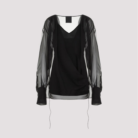 GIVENCHY Elegant Draped Silk Blouse