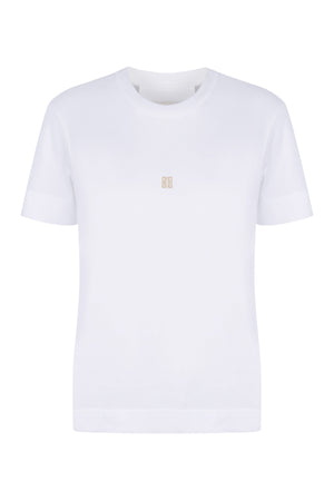 GIVENCHY Women's Mini White T-Shirt with Gold Logo Embroidery