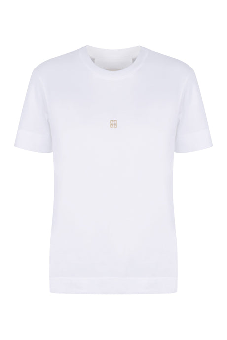 GIVENCHY Women's Mini White T-Shirt with Gold Logo Embroidery