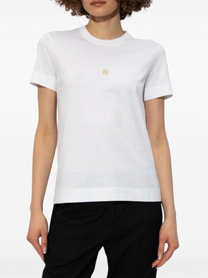 GIVENCHY Women's Mini White T-Shirt with Gold Logo Embroidery