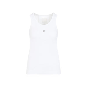 GIVENCHY Ribbed White Cotton Tank Top for Women - SS24 Collection