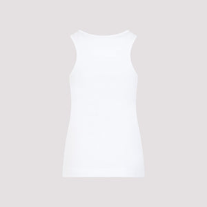 GIVENCHY Slim Fit White Cotton Tank Top with Logo