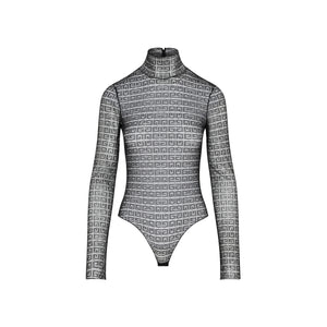 GIVENCHY Black All Over 4G Logo Lace Bodysuit for Women - Fall 2024 Collection