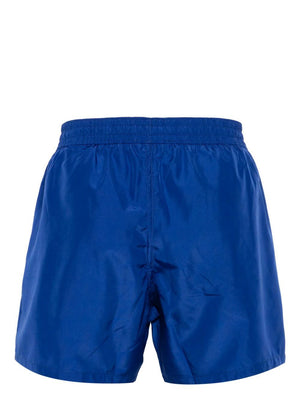 BALMAIN Navy Blue Logo-Tape Swim Shorts for Men