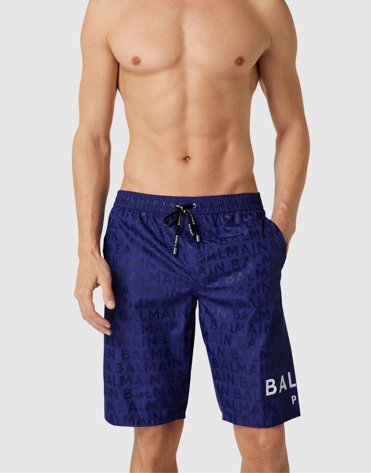 BALMAIN All-Over Logo Surfer Swim Shorts